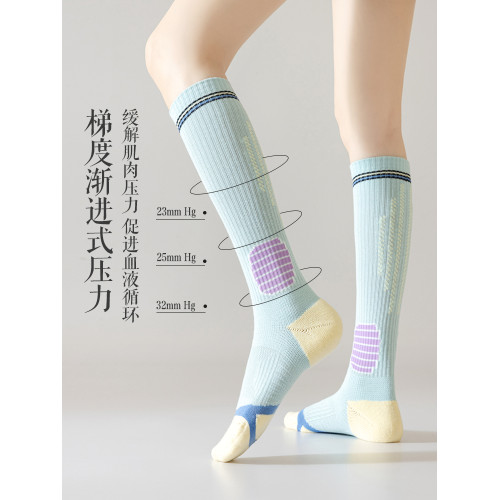 專業運動壓力襪子女長筒小腿襪健身中筒襪跑步跳繩防滑網球壓縮襪