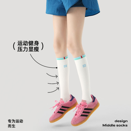 Renaissance運動壓力襪健身跑步羽毛球網球彈力襪女夏瘦腿小腿襪