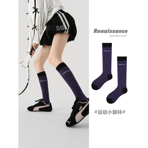 Renaissance跑步運動壓力襪子女健身專業壓縮瘦腿小腿機能長筒襪