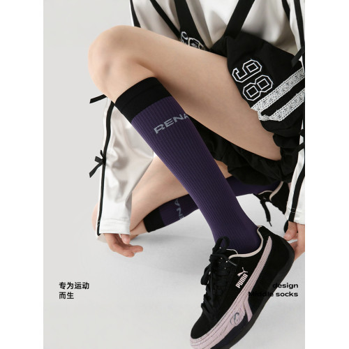 Renaissance跑步運動壓力襪子女健身專業壓縮瘦腿小腿機能長筒襪