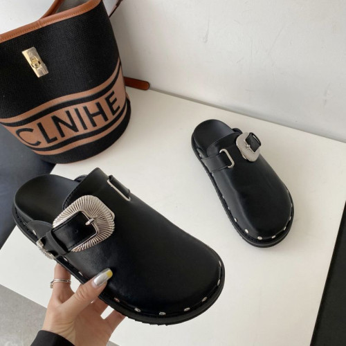 熱巴同款半拖鞋包頭穆勒鞋勃肯鞋外穿博肯鞋厚底柳釘皮帶釦涼鞋女 熱巴同款半拖鞋包頭穆勒鞋勃肯鞋外穿博肯鞋厚底柳釘皮帶釦涼鞋女