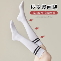 小腿襪子女春秋棉襪過膝長筒襪女夏天白色中筒襪壓力襪jk襪中長襪