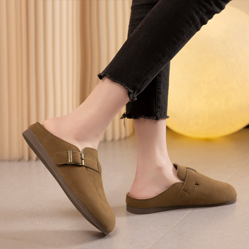 勃肯鞋女包頭半拖鞋女外穿2025新款夏季孕婦平底一腳蹬復古懶人鞋