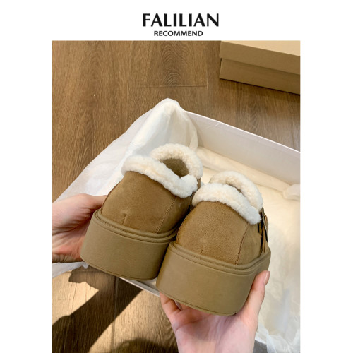 厚底加絨豆豆勃肯鞋女2025新款秋冬季樂福鞋博肯棉鞋子保暖雪地靴 厚底加絨豆豆勃肯鞋女2025新款秋冬季樂福鞋博肯棉鞋子保暖雪地靴