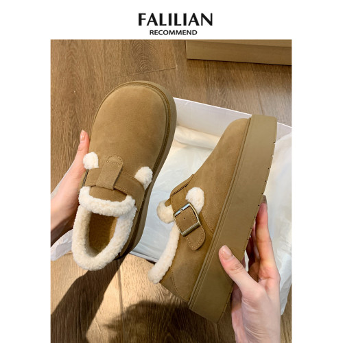 厚底加絨豆豆勃肯鞋女2025新款秋冬季樂福鞋博肯棉鞋子保暖雪地靴 厚底加絨豆豆勃肯鞋女2025新款秋冬季樂福鞋博肯棉鞋子保暖雪地靴