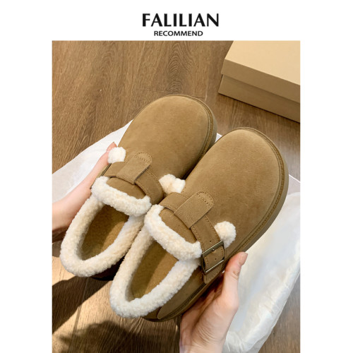 厚底加絨豆豆勃肯鞋女2025新款秋冬季樂福鞋博肯棉鞋子保暖雪地靴 厚底加絨豆豆勃肯鞋女2025新款秋冬季樂福鞋博肯棉鞋子保暖雪地靴