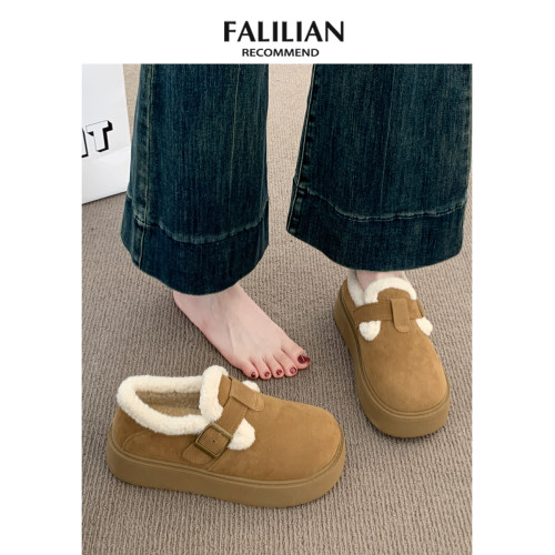 厚底加絨豆豆勃肯鞋女2025新款秋冬季樂福鞋博肯棉鞋子保暖雪地靴 厚底加絨豆豆勃肯鞋女2025新款秋冬季樂福鞋博肯棉鞋子保暖雪地靴