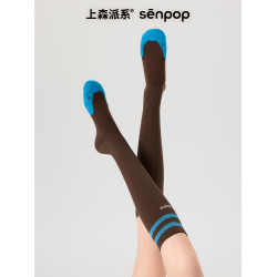 上森藍色小腿襪壓力襪運動學院風jk長筒襪子女跑步跳繩瘦腿壓縮襪