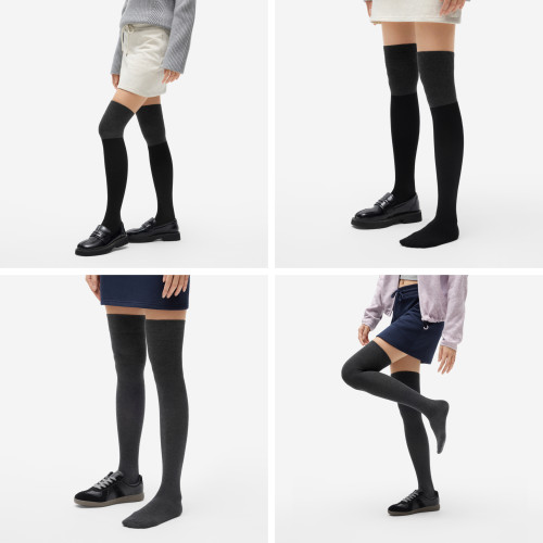 蕉內重塑507Shape女小腿襪壓力襪美腿顯瘦高筒襪黑色jk過膝長襪