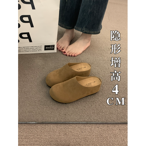 厚底內增高勃肯鞋2025新款春夏一腳蹬醜萌包頭半拖鞋女外穿博肯鞋 厚底內增高勃肯鞋2025新款春夏一腳蹬醜萌包頭半拖鞋女外穿博肯鞋