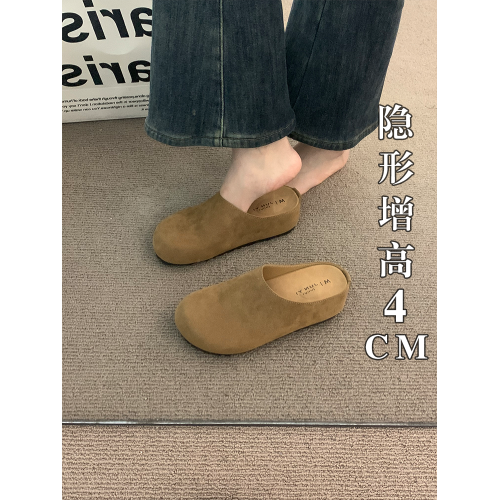 厚底內增高勃肯鞋2025新款春夏一腳蹬醜萌包頭半拖鞋女外穿博肯鞋 厚底內增高勃肯鞋2025新款春夏一腳蹬醜萌包頭半拖鞋女外穿博肯鞋