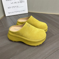 厚底包頭半拖鞋勃肯鞋女2025春秋新款絨面松糕底小個子增高拖鞋子