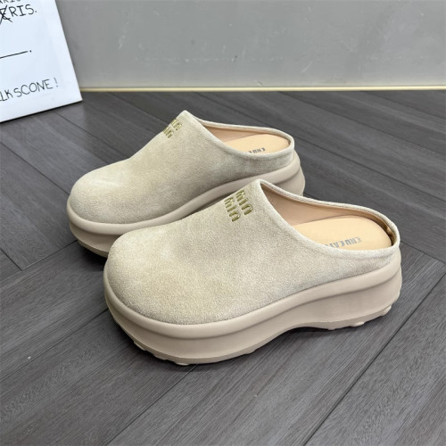 厚底包頭半拖鞋勃肯鞋女2025春秋新款絨面松糕底小個子增高拖鞋子 厚底包頭半拖鞋勃肯鞋女2025春秋新款絨面松糕底小個子增高拖鞋子