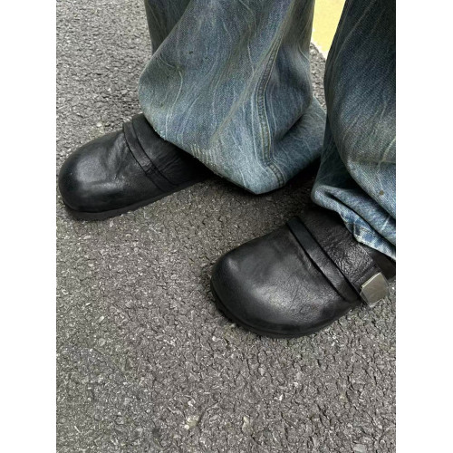 馬皮版包頭穆勒鞋男女同款時尚真皮潮酷風厚底勃肯鞋黑色外穿半拖 馬皮版包頭穆勒鞋男女同款時尚真皮潮酷風厚底勃肯鞋黑色外穿半拖