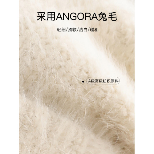 FHI女秋冬季兔毛帽白色保暖加厚大頭圍顯臉小毛絨針織護耳毛線帽 FHI女秋冬季兔毛帽白色保暖加厚大頭圍顯臉小毛絨針織護耳毛線帽