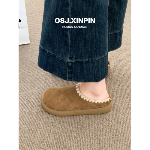 勃肯鞋女款2025新款秋冬季時尚百搭加絨毛毛拖鞋一腳蹬包頭半拖鞋 勃肯鞋女款2025新款秋冬季時尚百搭加絨毛毛拖鞋一腳蹬包頭半拖鞋