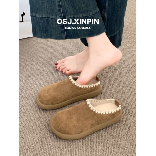 勃肯鞋女款2025新款秋冬季時尚百搭加絨毛毛拖鞋一腳蹬包頭半拖鞋 勃肯鞋女款2025新款秋冬季時尚百搭加絨毛毛拖鞋一腳蹬包頭半拖鞋