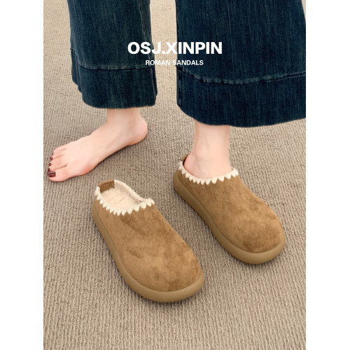 勃肯鞋女款2025新款秋冬季時尚百搭加絨毛毛拖鞋一腳蹬包頭半拖鞋 勃肯鞋女款2025新款秋冬季時尚百搭加絨毛毛拖鞋一腳蹬包頭半拖鞋