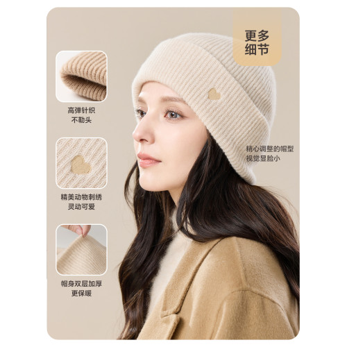 玖慕純羊毛帽子女秋冬加厚保暖雙層包頭防寒紅色針織毛線月子冷帽 玖慕純羊毛帽子女秋冬加厚保暖雙層包頭防寒紅色針織毛線月子冷帽