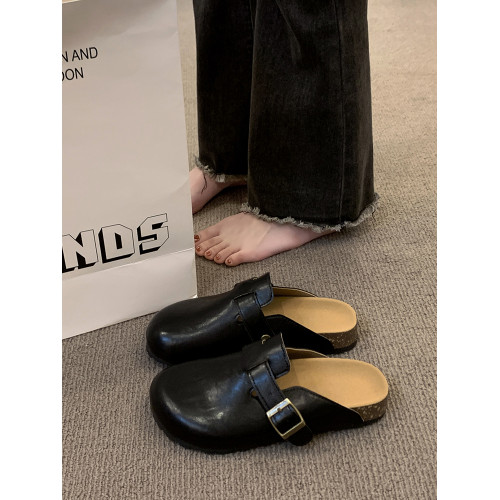 厚底勃肯鞋一腳蹬皮麵包頭半拖鞋女外穿2025新款秋季醜萌博肯拖鞋 厚底勃肯鞋一腳蹬皮麵包頭半拖鞋女外穿2025新款秋季醜萌博肯拖鞋