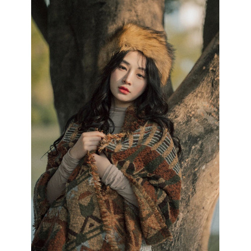 棕色空頂帽子藏族藏服寫真仿狐狸毛髮帶包頭帽民族異域長毛帽頭飾 棕色空頂帽子藏族藏服寫真仿狐狸毛髮帶包頭帽民族異域長毛帽頭飾