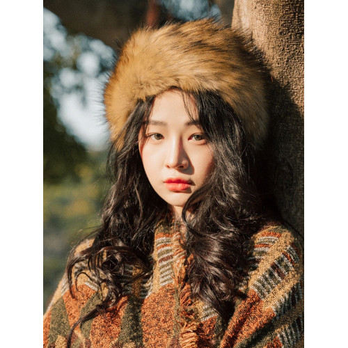 棕色空頂帽子藏族藏服寫真仿狐狸毛髮帶包頭帽民族異域長毛帽頭飾 棕色空頂帽子藏族藏服寫真仿狐狸毛髮帶包頭帽民族異域長毛帽頭飾