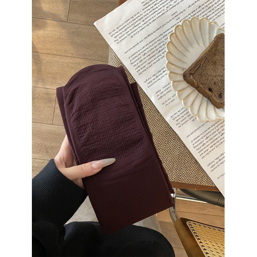 塑形壓力襪安哥拉紅酒紅打底褲連腳襪保暖毛圈連褲襪女打底襪