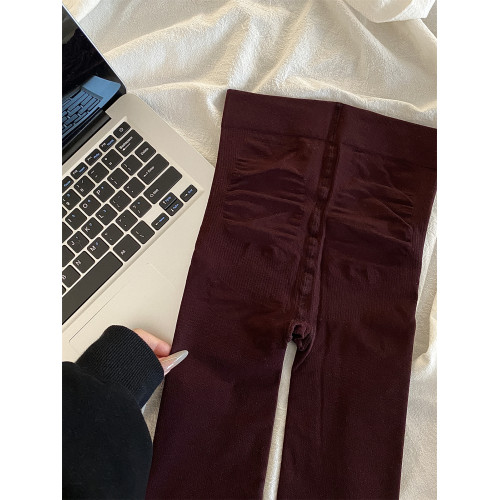 塑形壓力襪安哥拉紅酒紅打底褲連腳襪保暖毛圈連褲襪女打底襪