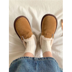 勃肯鞋女秋冬復古文藝休閒鞋子一腳蹬防滑加絨2025新款保暖豆豆鞋