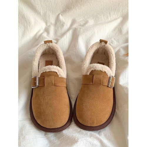 勃肯鞋女秋冬復古文藝休閒鞋子一腳蹬防滑加絨2025新款保暖豆豆鞋