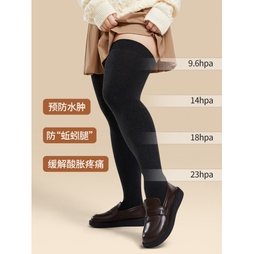 貓人大碼加長大腿襪高個子瘦腿防下滑過膝襪胖MM200斤加絨壓力襪