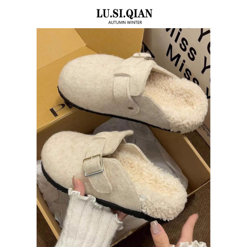 小衆厚底勃肯鞋毛毛拖鞋女外穿2025秋冬新款加絨包頭懶人包頭半拖 小衆厚底勃肯鞋毛毛拖鞋女外穿2025秋冬新款加絨包頭懶人包頭半拖