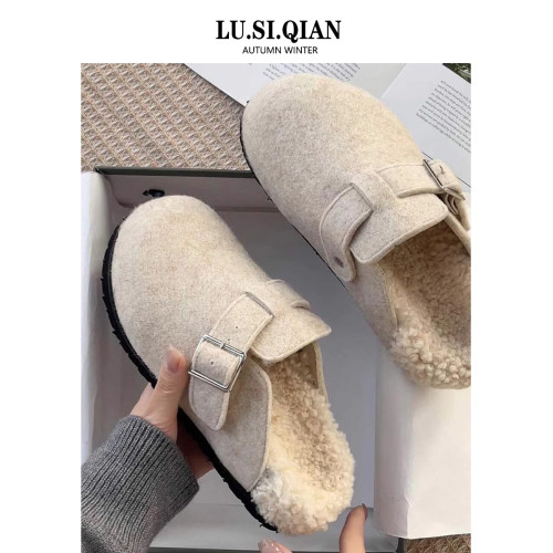 小衆厚底勃肯鞋毛毛拖鞋女外穿2025秋冬新款加絨包頭懶人包頭半拖 小衆厚底勃肯鞋毛毛拖鞋女外穿2025秋冬新款加絨包頭懶人包頭半拖