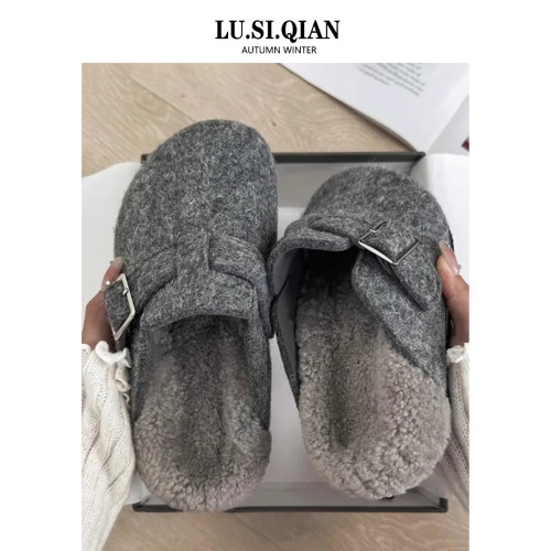 小衆厚底勃肯鞋毛毛拖鞋女外穿2025秋冬新款加絨包頭懶人包頭半拖 小衆厚底勃肯鞋毛毛拖鞋女外穿2025秋冬新款加絨包頭懶人包頭半拖