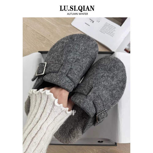 小衆厚底勃肯鞋毛毛拖鞋女外穿2025秋冬新款加絨包頭懶人包頭半拖 小衆厚底勃肯鞋毛毛拖鞋女外穿2025秋冬新款加絨包頭懶人包頭半拖