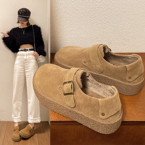 踩屎感復古勃肯鞋女2025春秋孕婦防滑一腳蹬樂福鞋圓頭百搭豆豆鞋 踩屎感復古勃肯鞋女2025春秋孕婦防滑一腳蹬樂福鞋圓頭百搭豆豆鞋