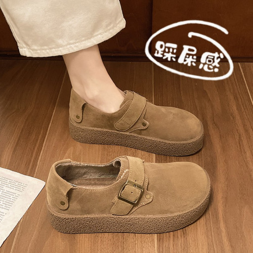 踩屎感復古勃肯鞋女2025春秋孕婦防滑一腳蹬樂福鞋圓頭百搭豆豆鞋 踩屎感復古勃肯鞋女2025春秋孕婦防滑一腳蹬樂福鞋圓頭百搭豆豆鞋