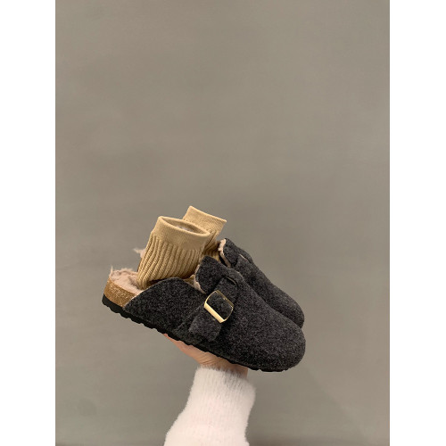 厚底毛毛鞋加絨保暖棉鞋包頭半拖鞋外穿秋冬羊絨呢子平底勃肯鞋女 厚底毛毛鞋加絨保暖棉鞋包頭半拖鞋外穿秋冬羊絨呢子平底勃肯鞋女