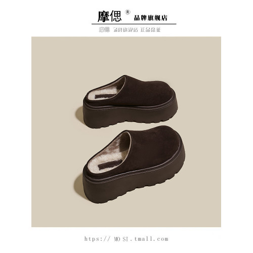 厚底增高勃肯鞋女外穿加絨包頭半拖鞋2025秋冬新款一腳蹬毛毛棉拖 厚底增高勃肯鞋女外穿加絨包頭半拖鞋2025秋冬新款一腳蹬毛毛棉拖