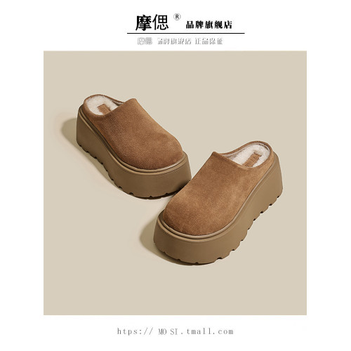 厚底增高勃肯鞋女外穿加絨包頭半拖鞋2025秋冬新款一腳蹬毛毛棉拖 厚底增高勃肯鞋女外穿加絨包頭半拖鞋2025秋冬新款一腳蹬毛毛棉拖