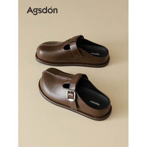 奧古獅登厚底小皮勃肯鞋包頭半拖女2025新款秋棕色單鞋英倫一腳蹬 奧古獅登厚底小皮勃肯鞋包頭半拖女2025新款秋棕色單鞋英倫一腳蹬