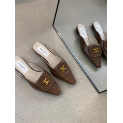 包頭拖鞋女外穿平底2025春夏新款法式尖頭金屬釦百搭穆勒半拖涼鞋