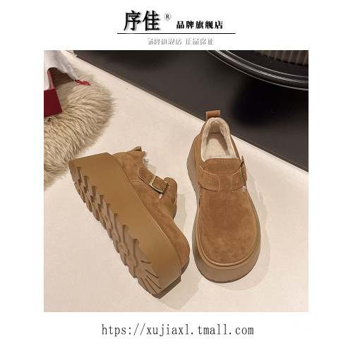 松糕厚底增高加絨勃肯鞋女2025秋冬新款復古一腳蹬樂福博肯棉鞋子 松糕厚底增高加絨勃肯鞋女2025秋冬新款復古一腳蹬樂福博肯棉鞋子