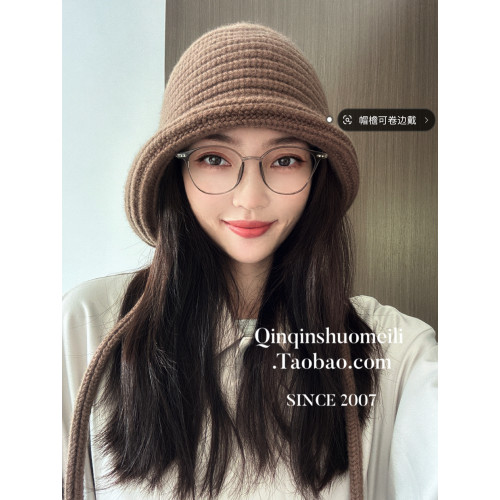 25秋冬/100%wool羊毛帽兜針織帽復古長辮護耳帽寬松可卷邊毛線帽 25秋冬/100%wool羊毛帽兜針織帽復古長辮護耳帽寬松可卷邊毛線帽