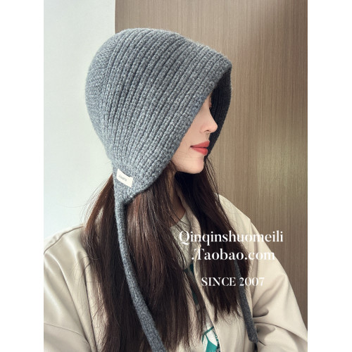 25秋冬/100%wool羊毛帽兜針織帽復古長辮護耳帽寬松可卷邊毛線帽 25秋冬/100%wool羊毛帽兜針織帽復古長辮護耳帽寬松可卷邊毛線帽