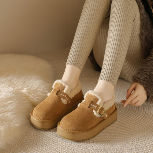 厚底加絨勃肯鞋女鞋子2025新款冬季樂福鞋保暖雪地靴女一腳蹬棉鞋 厚底加絨勃肯鞋女鞋子2025新款冬季樂福鞋保暖雪地靴女一腳蹬棉鞋