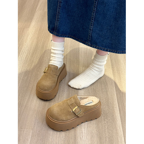 真皮厚底增高勃肯鞋女毛毛棉拖鞋外穿2025新款雪地靴加絨包頭半拖 真皮厚底增高勃肯鞋女毛毛棉拖鞋外穿2025新款雪地靴加絨包頭半拖