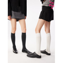 美腿塑形｜YANGMA襪子女秋冬灰色壓力顯瘦小腿襪瘦腿黑色長筒棉襪