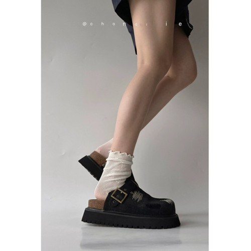 厚底包頭勃肯鞋女外穿2025夏新款小衆設計感復古日系醜萌半拖鞋女 厚底包頭勃肯鞋女外穿2025夏新款小衆設計感復古日系醜萌半拖鞋女