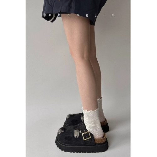 厚底包頭勃肯鞋女外穿2025夏新款小衆設計感復古日系醜萌半拖鞋女 厚底包頭勃肯鞋女外穿2025夏新款小衆設計感復古日系醜萌半拖鞋女